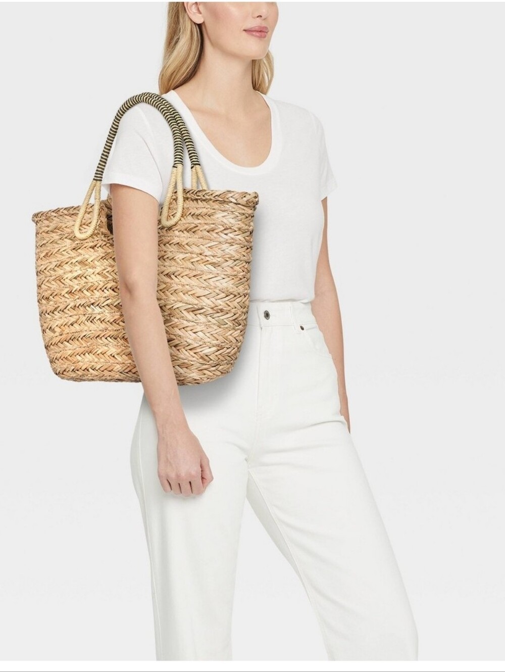 New!HandWoven Straw Seagrass Tote Bag Natural Beach & Everyday Carry Cottagecor